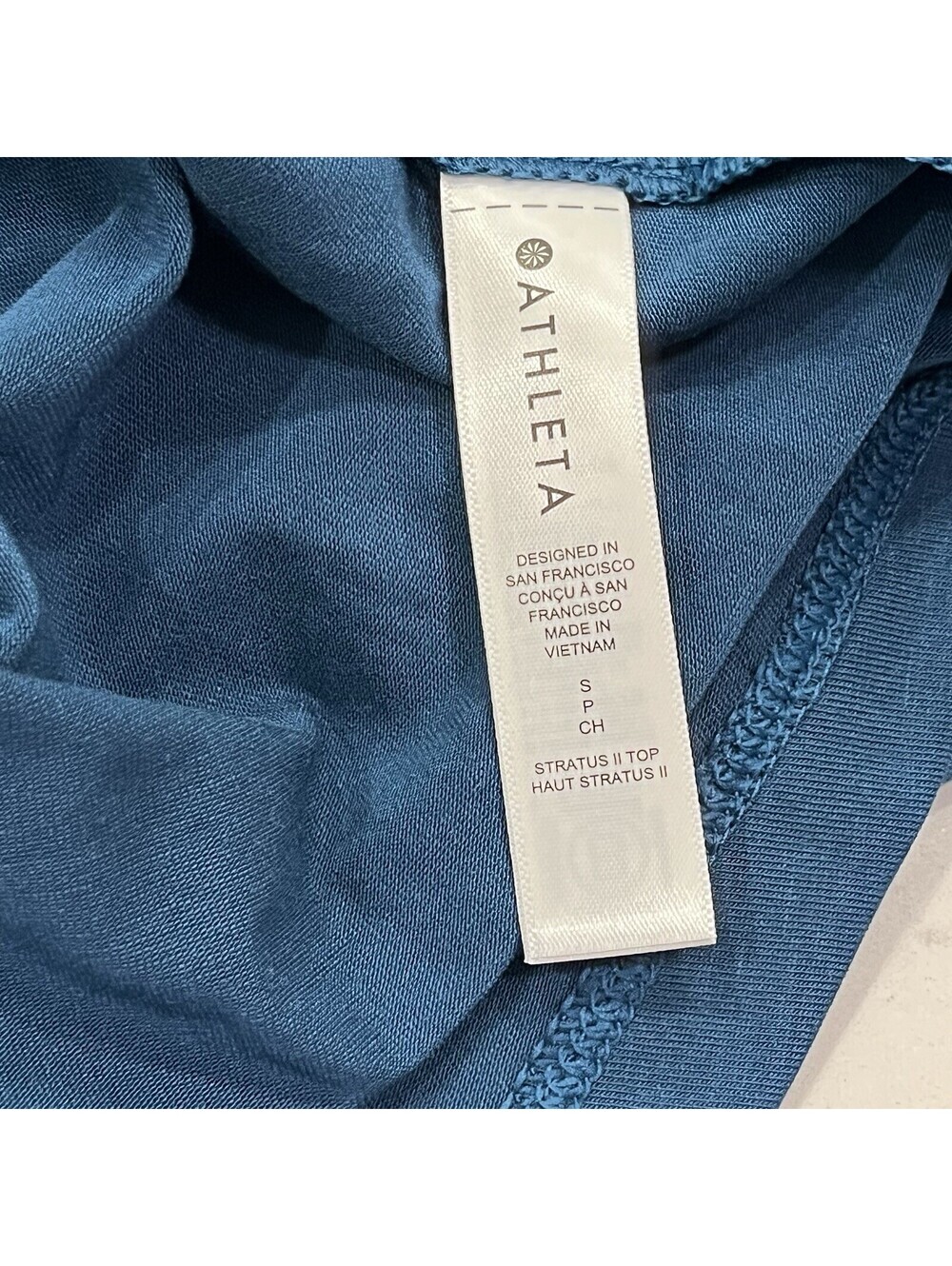 Athleta Cloudlight Restore Tee Small Asymmetrical Long Sleeve Top Blue Stretch - Picture 9 of 9